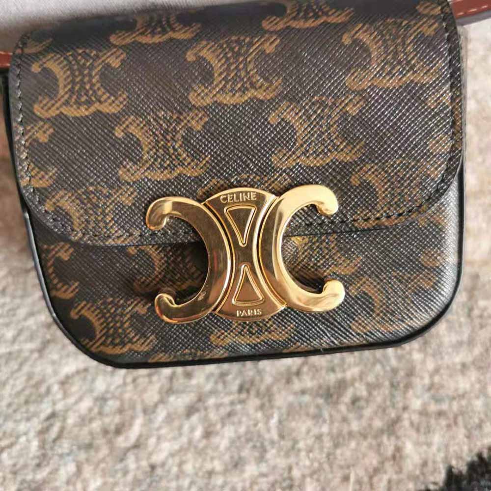 Celine Women Mini Triomphe in Triomphe Canvas and Calfskin - image 7