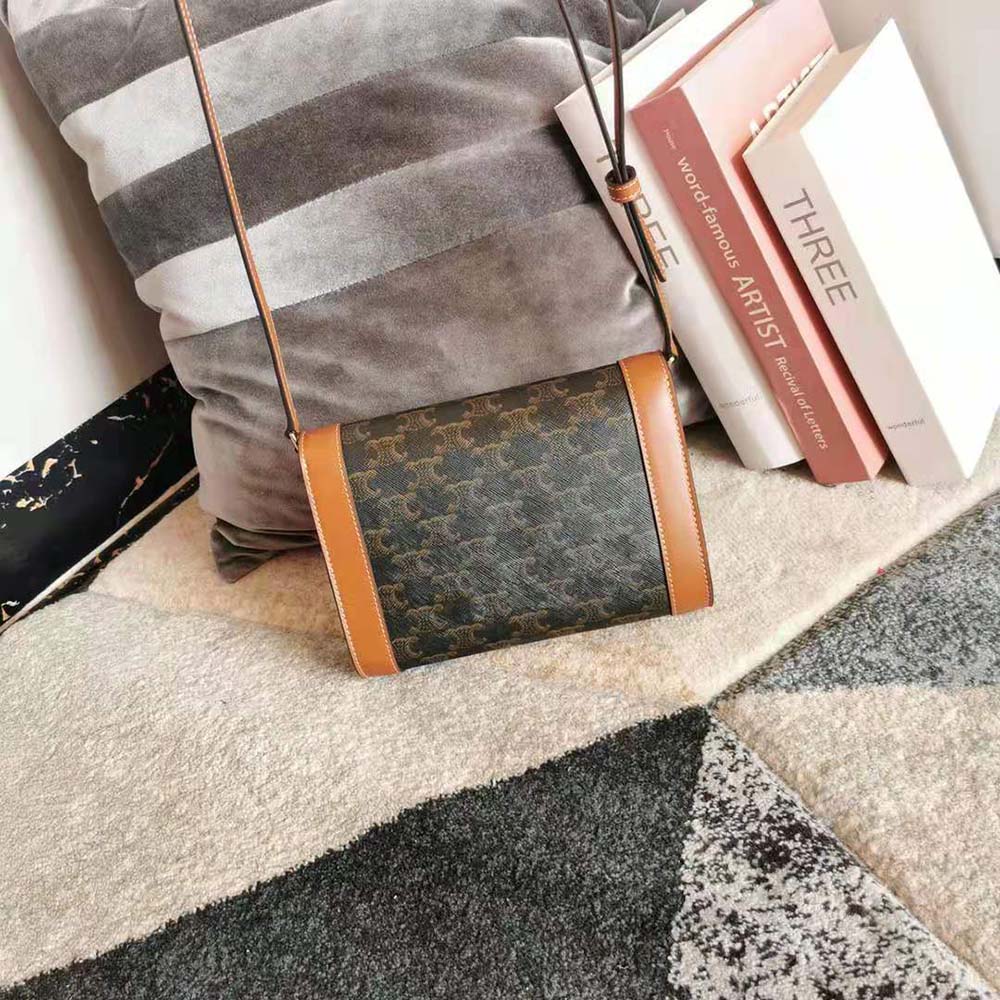 Celine Women Strap Bag Triomphe in Triomphe Canvas and Calfskin - image 3