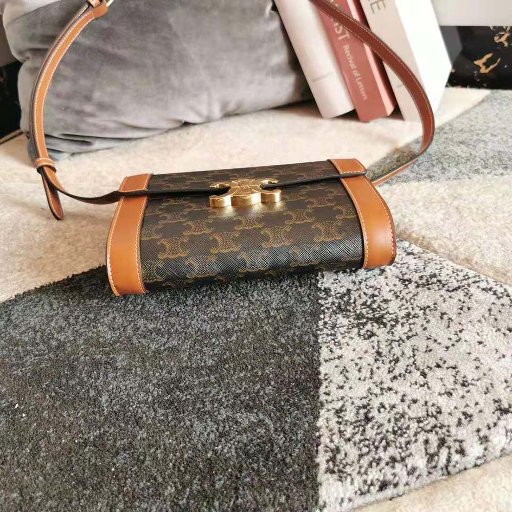 Celine Women Strap Bag Triomphe in Triomphe Canvas and Calfskin - image 4