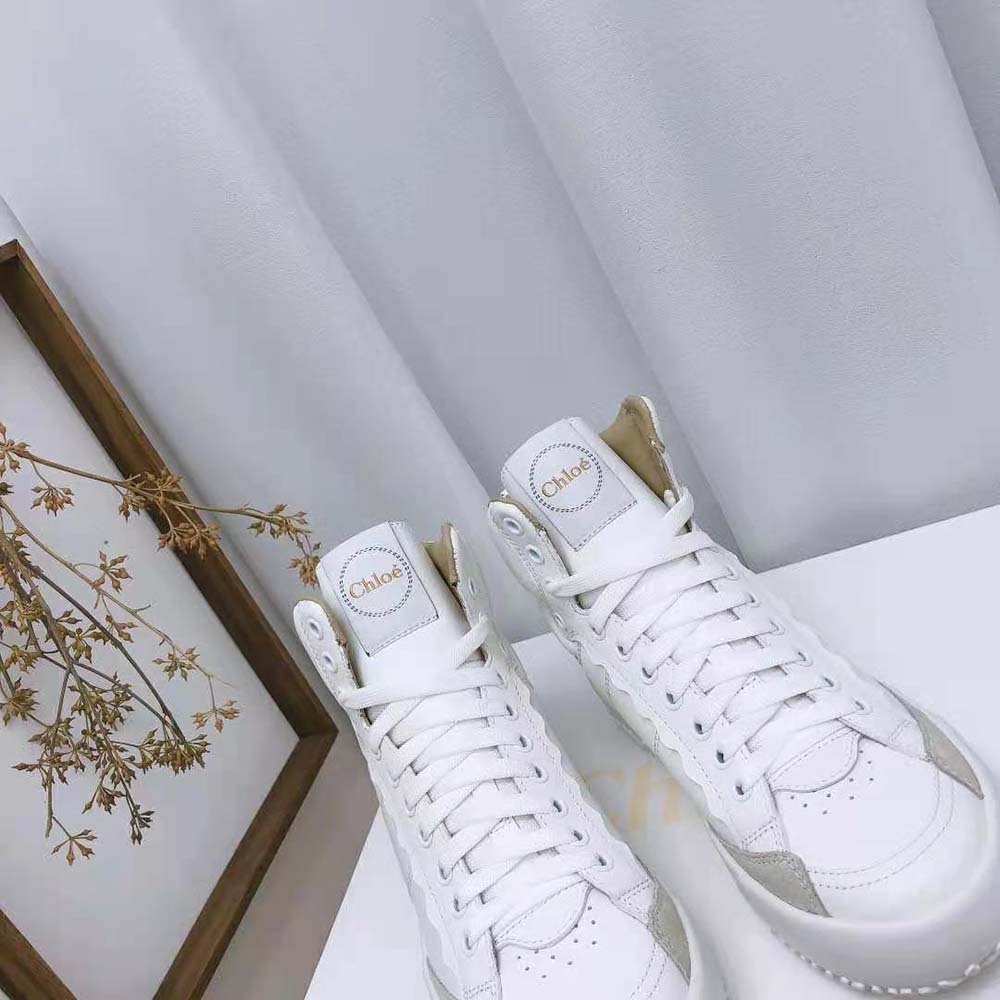 Chloe Women Franckie High-Top Sneaker in Smooth Calfskin-White - image 9
