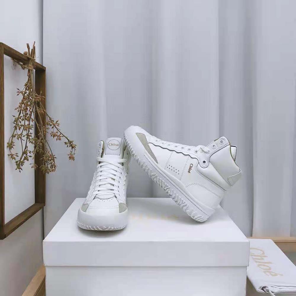 Chloe Women Franckie High-Top Sneaker in Smooth Calfskin-White - image 6