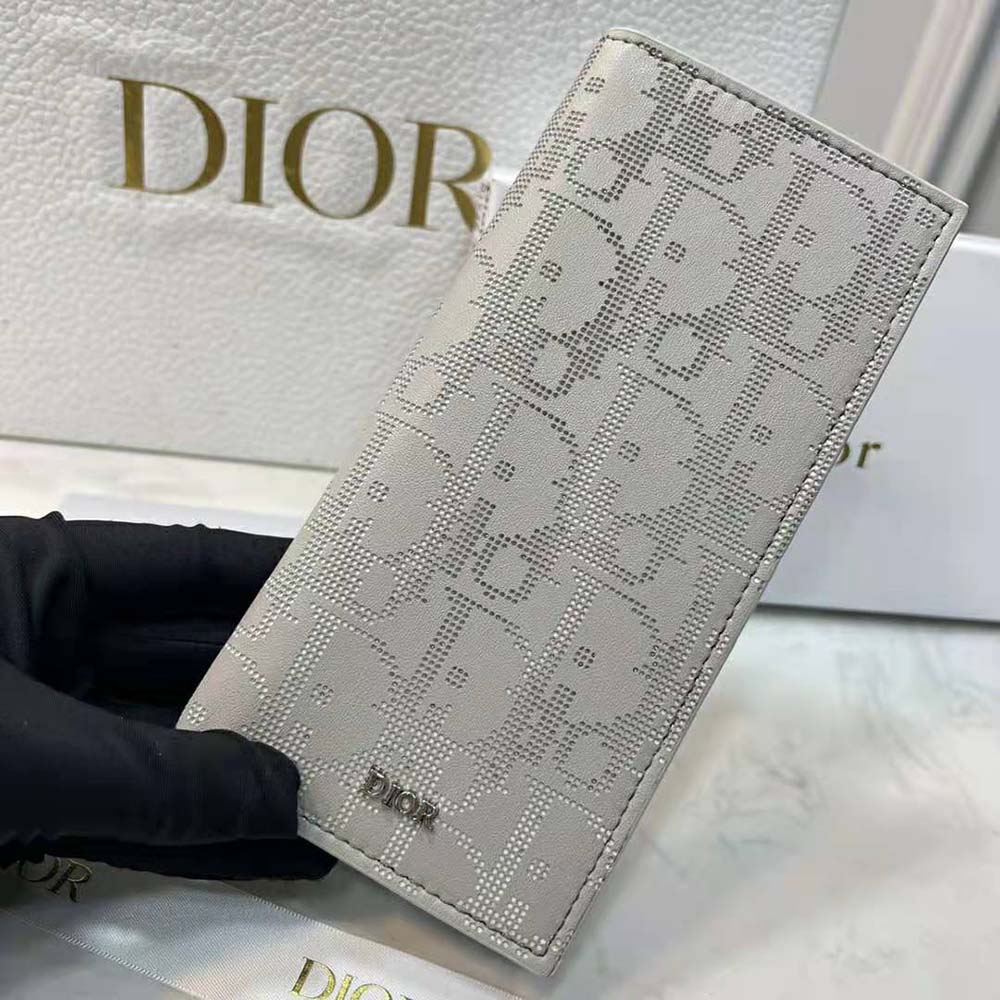 Dior Men Vertical Long Wallet Gray Dior Oblique Galaxy Leather - image 4