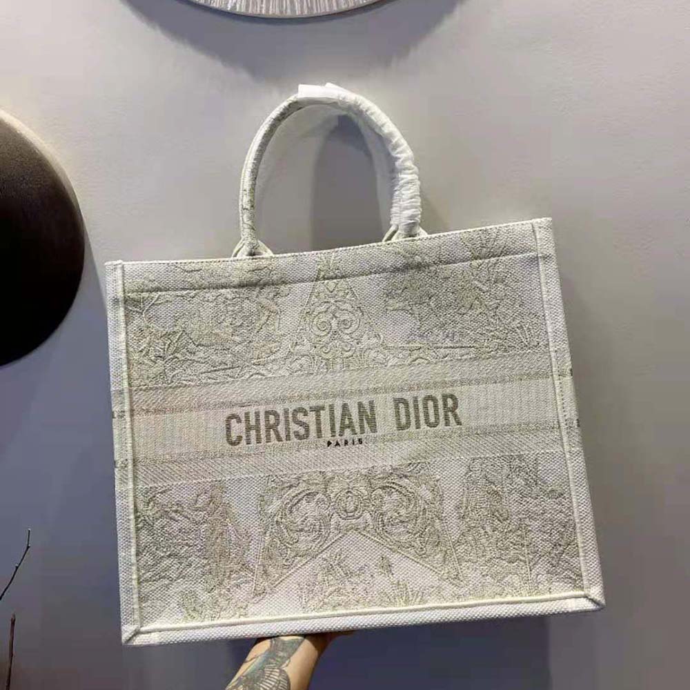 Dior Women Book Tote Gold-Tone Dior Around the World Stella Embroidery - image 4