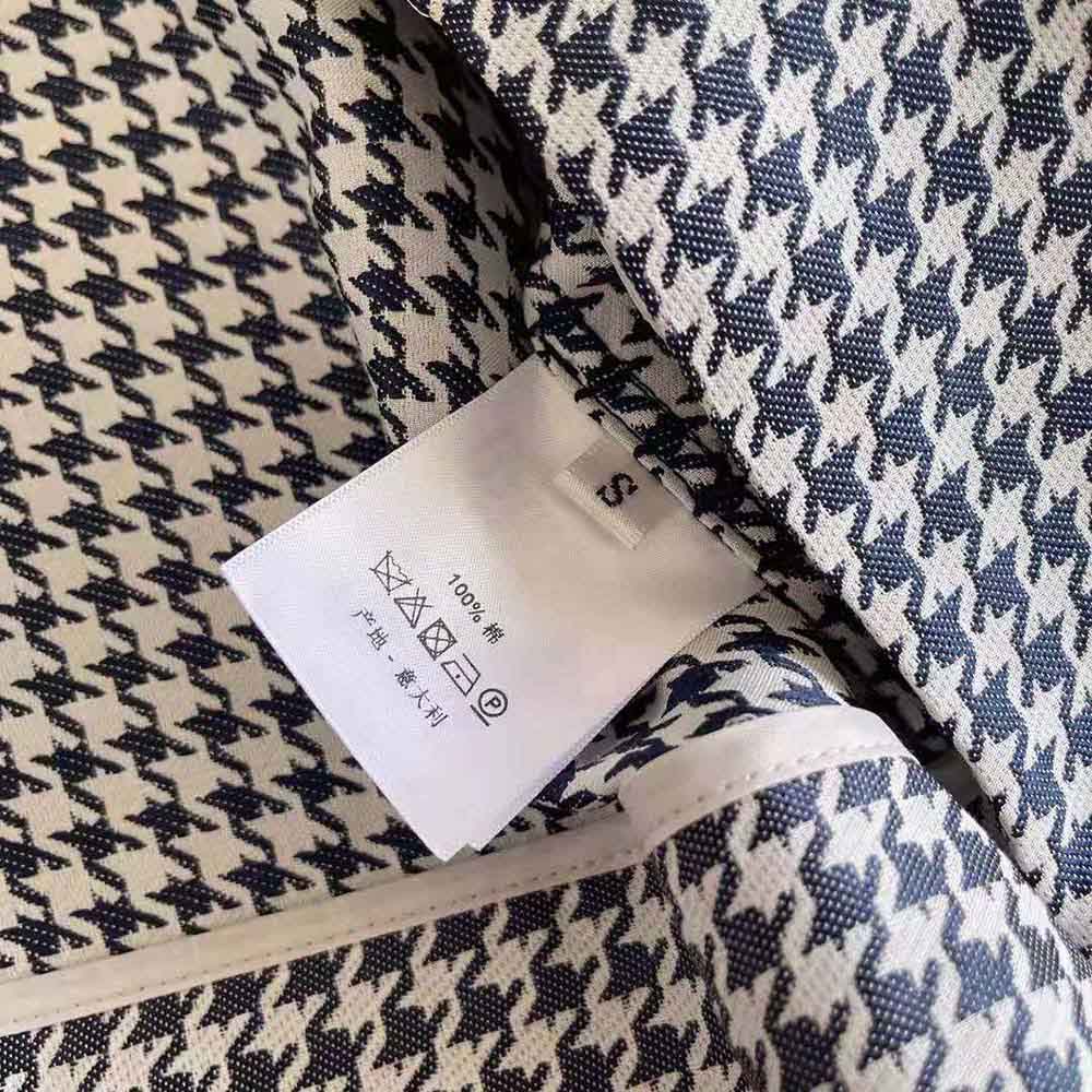 Dior Women Cropped Jacket Navy Blue Technical Cotton Jacquard with Micro Houndstooth Motif - image 10
