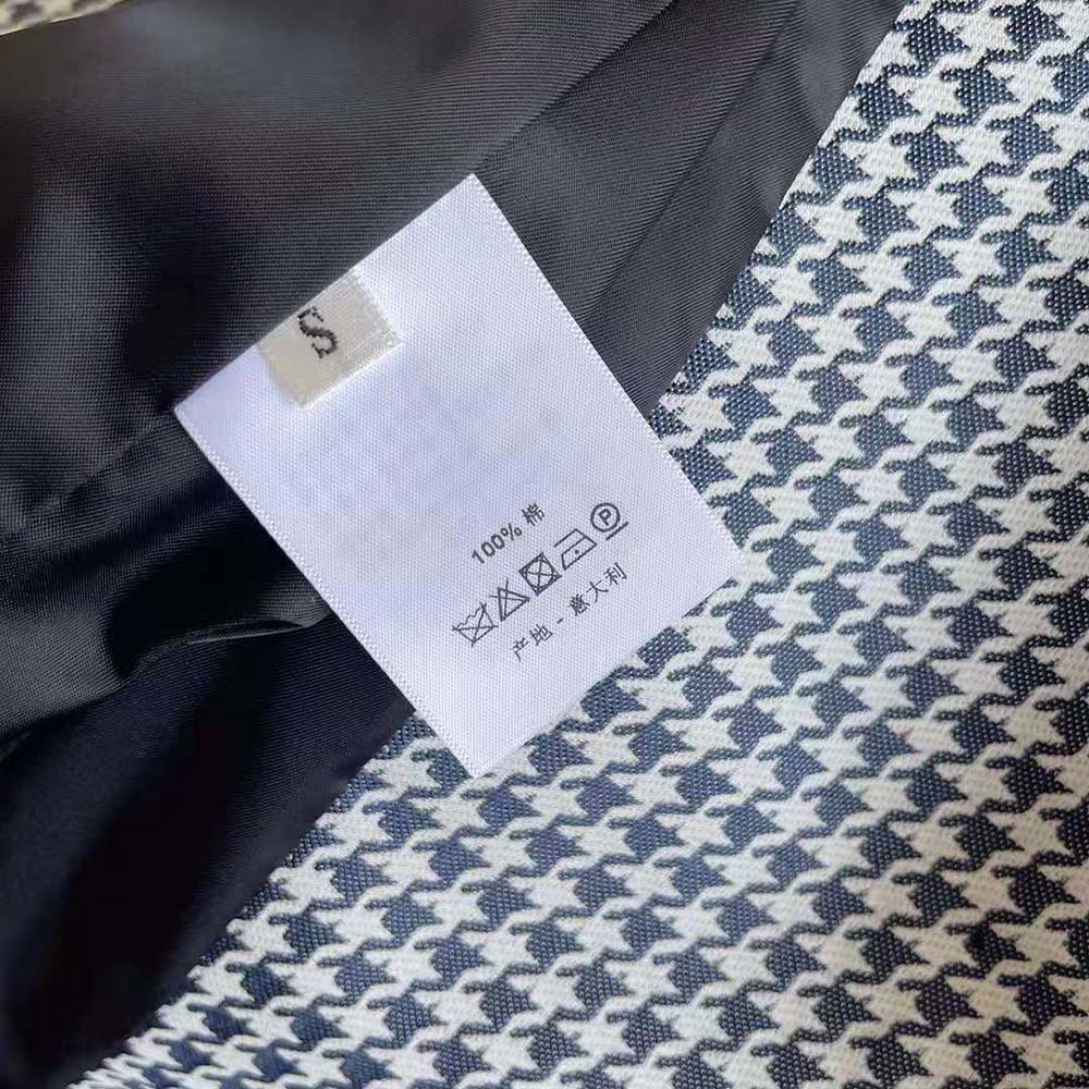 Dior Women Fitted Jacket Black and White Wool Twill and Silk with Micro Houndstooth Motif - image 9