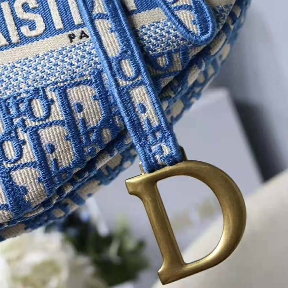 Dior Women Saddle Bag Cornflower Blue Dior Oblique Embroidery - image 9