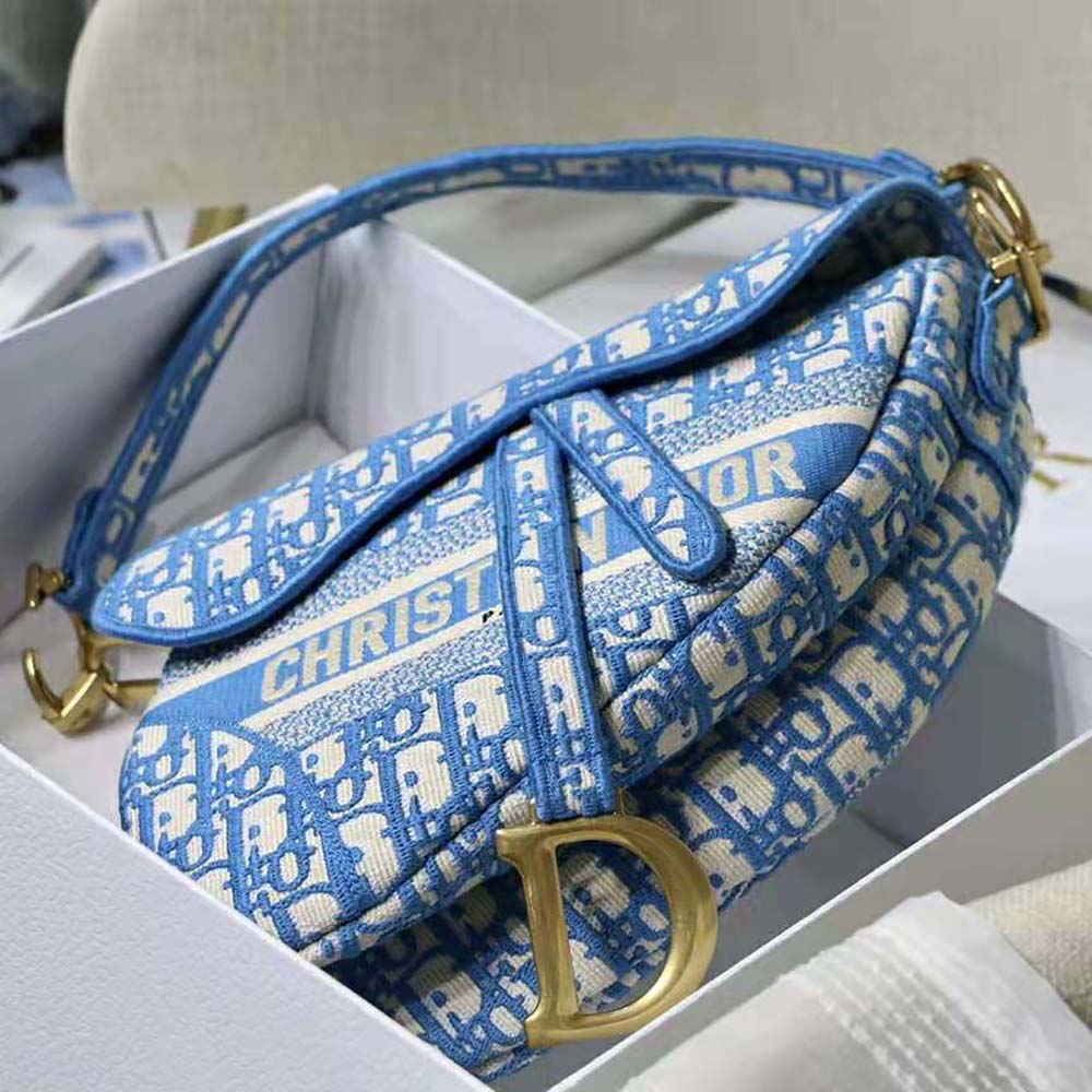 Dior Women Saddle Bag Cornflower Blue Dior Oblique Embroidery - image 6