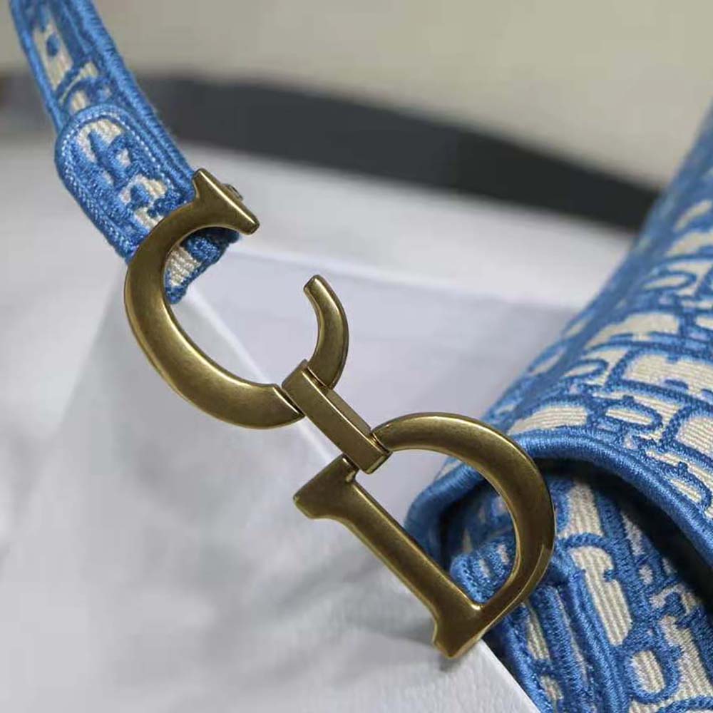 Dior Women Saddle Bag Cornflower Blue Dior Oblique Embroidery - image 8