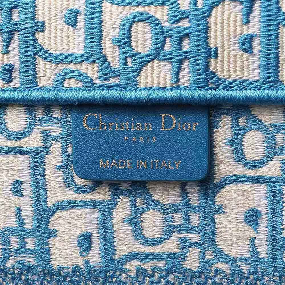 Dior Women Small Dior Book Tote Cornflower Blue Dior Oblique Embroidery - image 10
