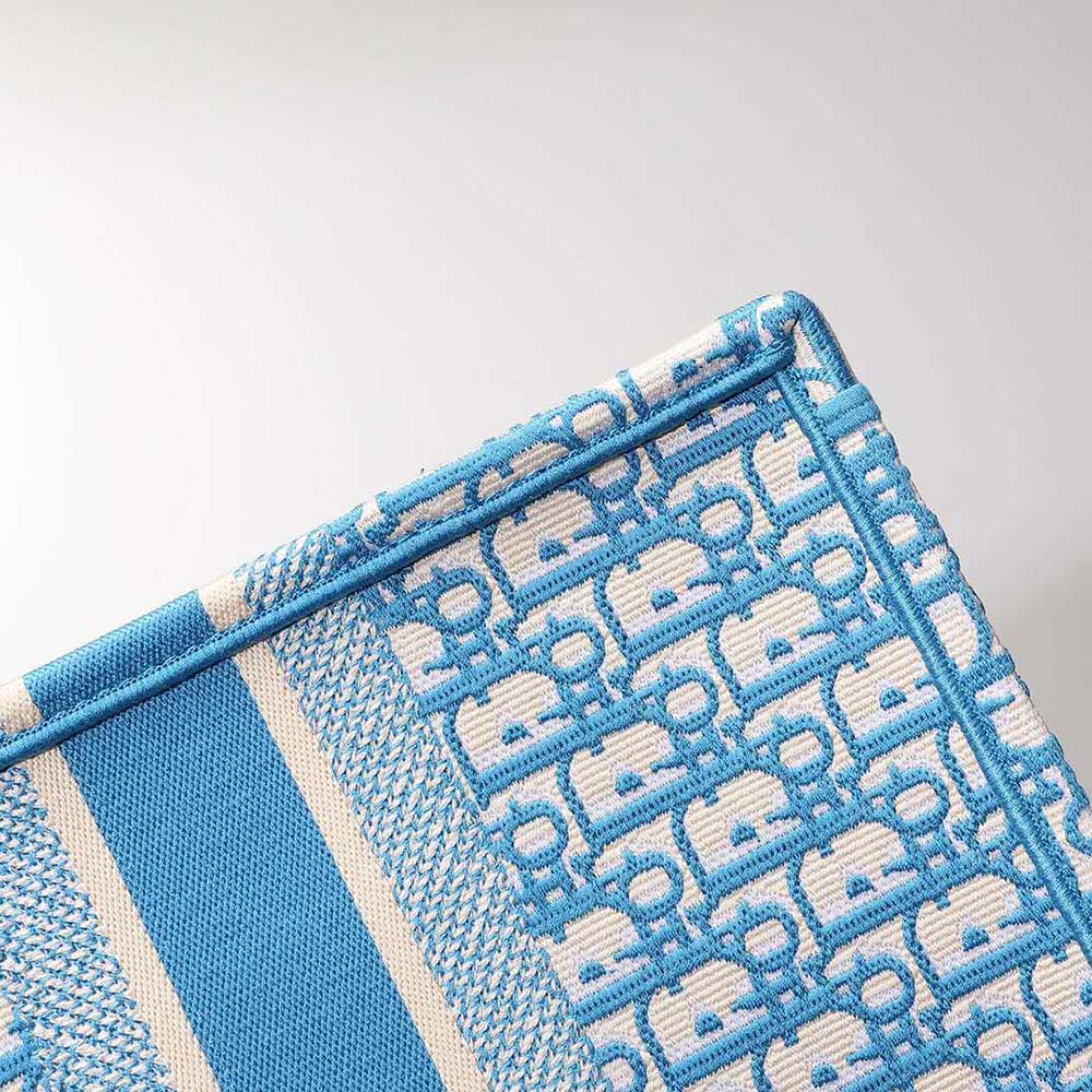 Dior Women Small Dior Book Tote Cornflower Blue Dior Oblique Embroidery - image 7