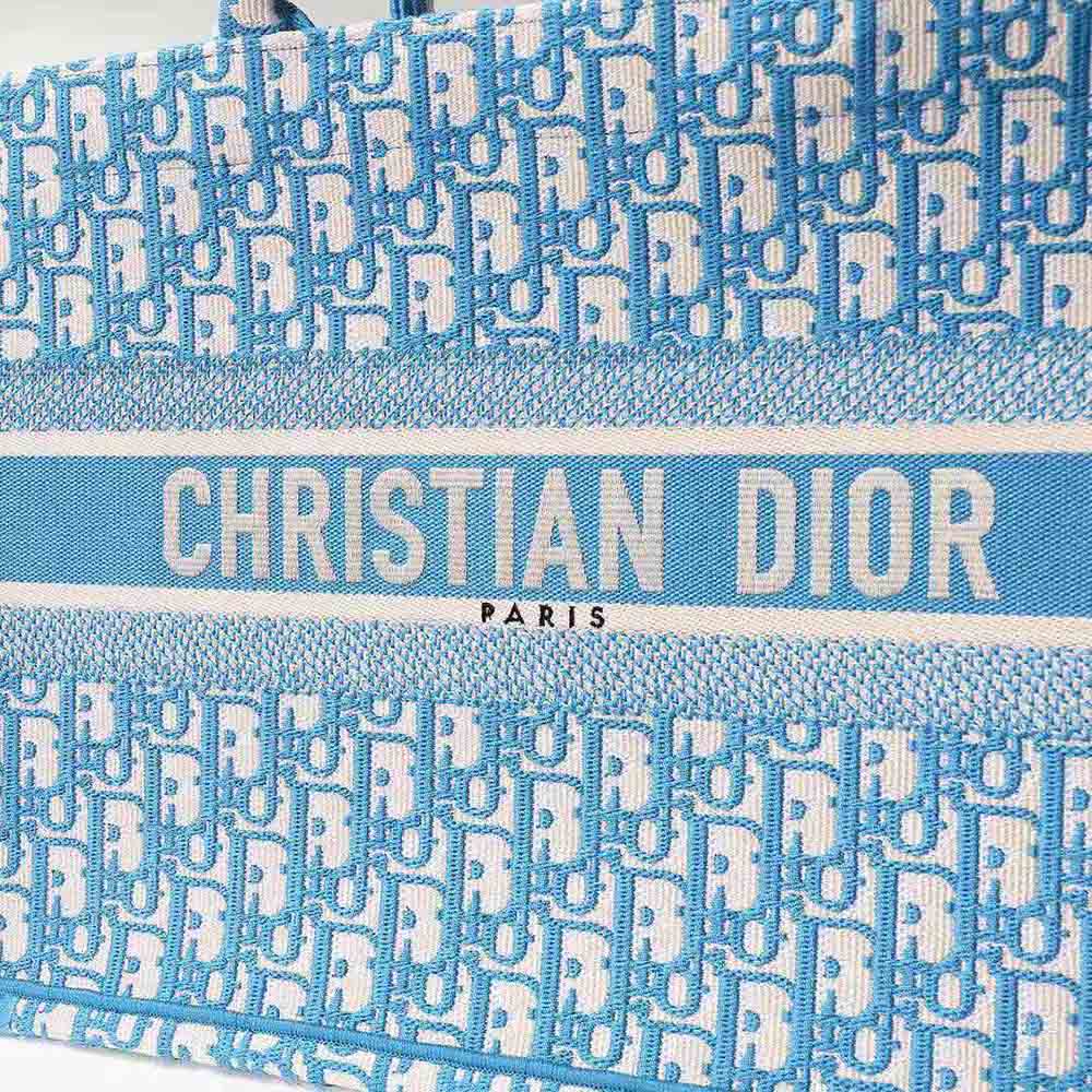 Dior Women Small Dior Book Tote Cornflower Blue Dior Oblique Embroidery - image 9