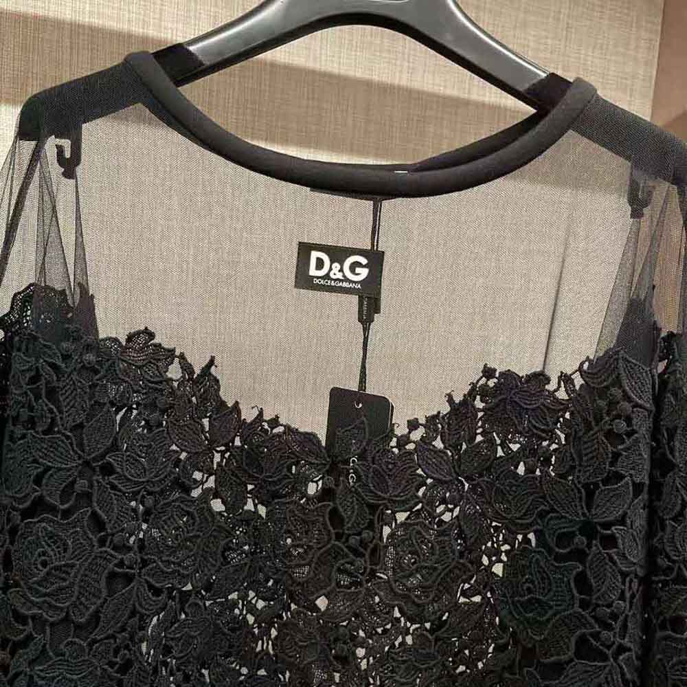 Dolce Gabbana D&G Women Jersey Sweatshirt with Tulle and Macrame Details - image 4