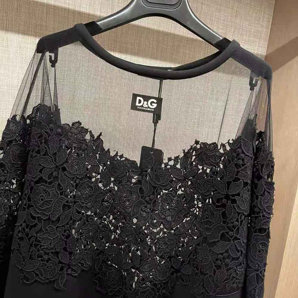 Dolce Gabbana D&G Women Jersey Sweatshirt with Tulle and Macrame Details - image 5