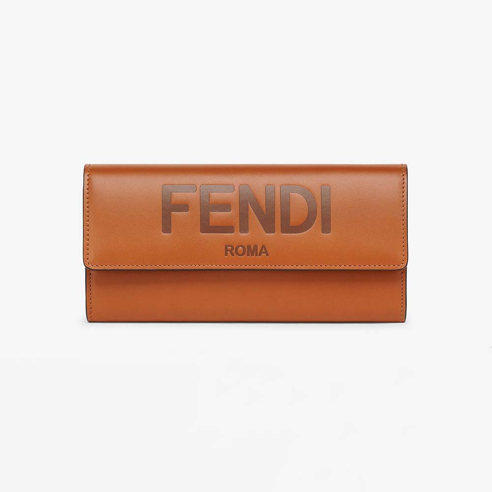 Fendi Women Continental Brown Leather Wallet Fastened with a Snap Button - image 1