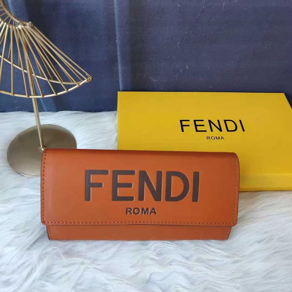 Fendi Women Continental Brown Leather Wallet Fastened with a Snap Button - image 2