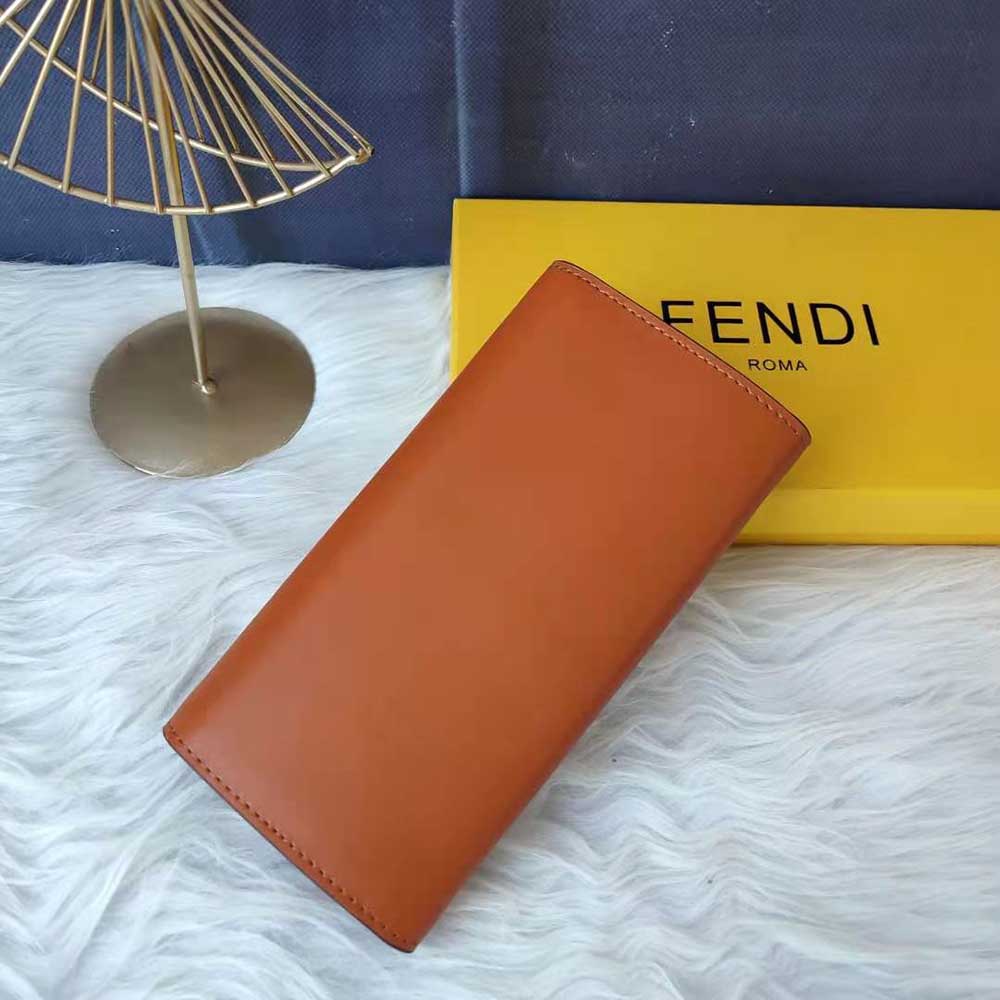 Fendi Women Continental Brown Leather Wallet Fastened with a Snap Button - image 4