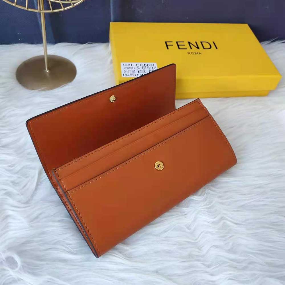 Fendi Women Continental Brown Leather Wallet Fastened with a Snap Button - image 5