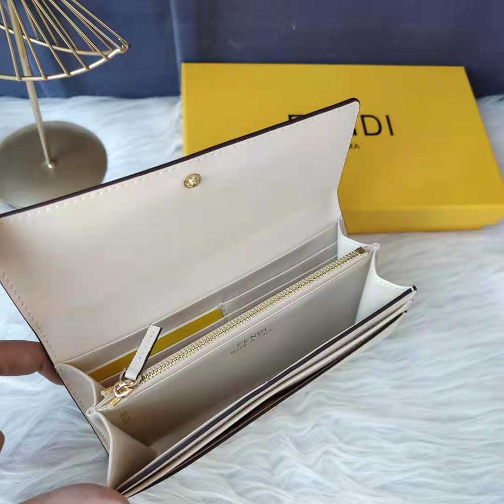 Fendi Women Continental White Leather Wallet Fastened with a Snap Button - image 7