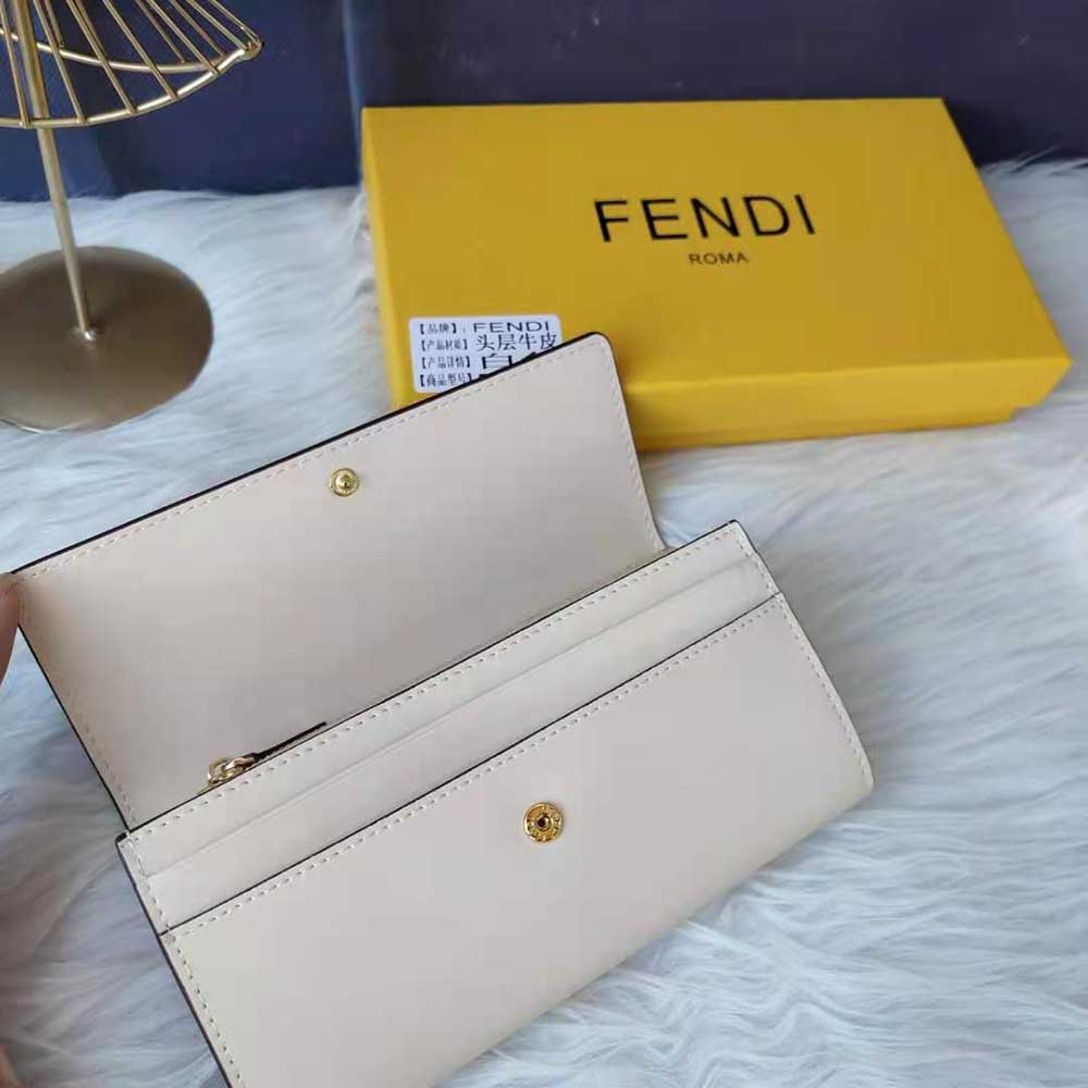 Fendi Women Continental White Leather Wallet Fastened with a Snap Button - image 6