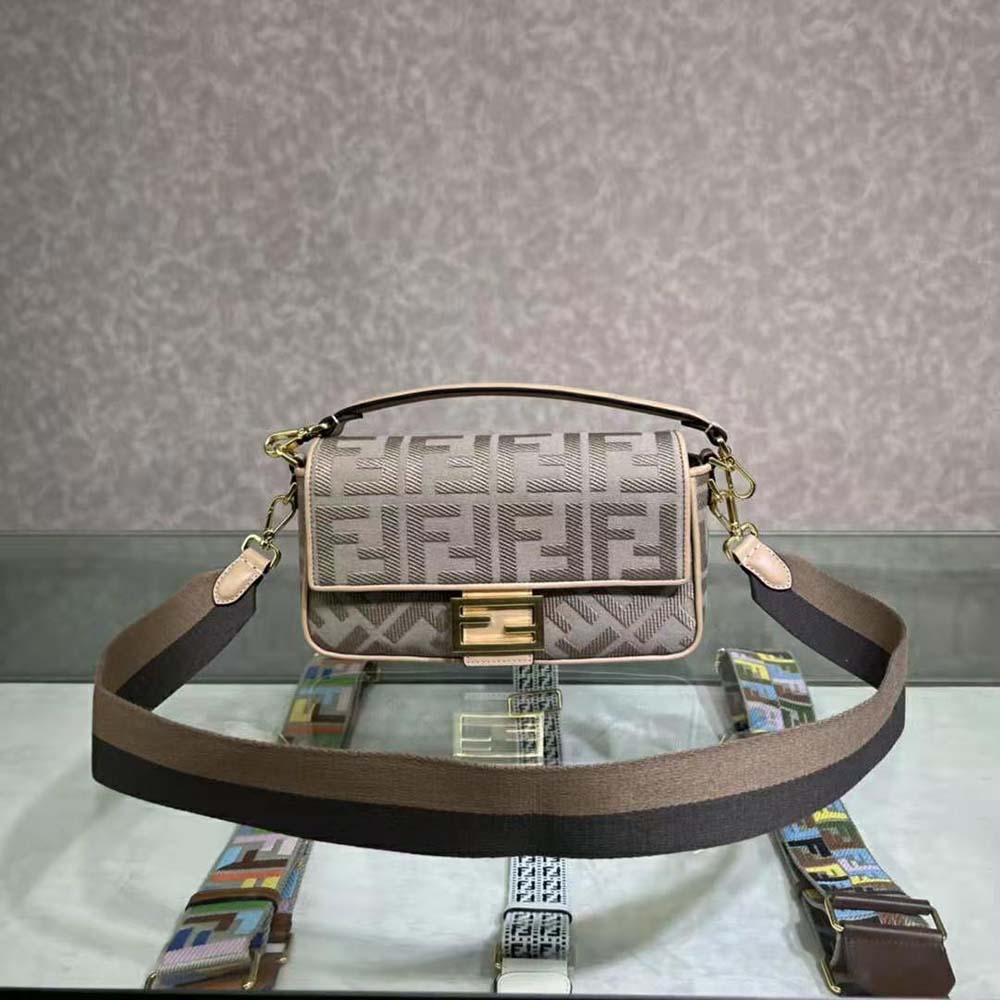 Fendi Women Lconic Medium Baguette Gray FF Canvas Bag - image 2