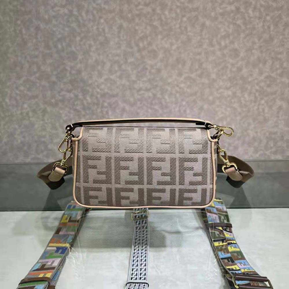 Fendi Women Lconic Medium Baguette Gray FF Canvas Bag - image 3