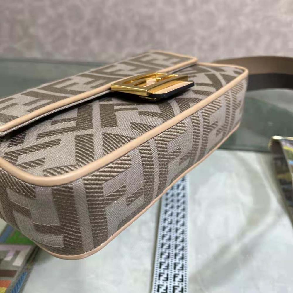 Fendi Women Lconic Medium Baguette Gray FF Canvas Bag - image 4