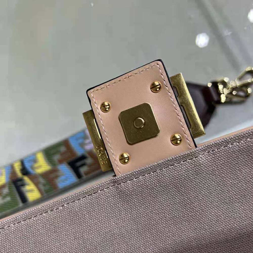 Fendi Women Lconic Medium Baguette Gray FF Canvas Bag - image 8