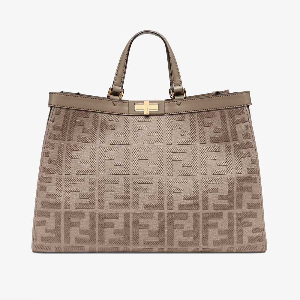 Fendi Women Medium Peekaboo X-Tote Gray Canvas Bag - image 1