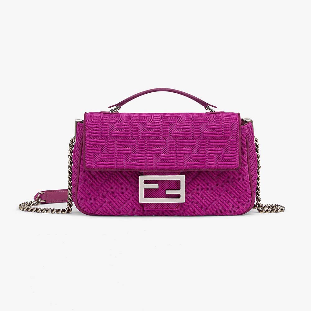 Fendi Women Midi Baguette Chain FF Fabric Bag-Purple - image 1