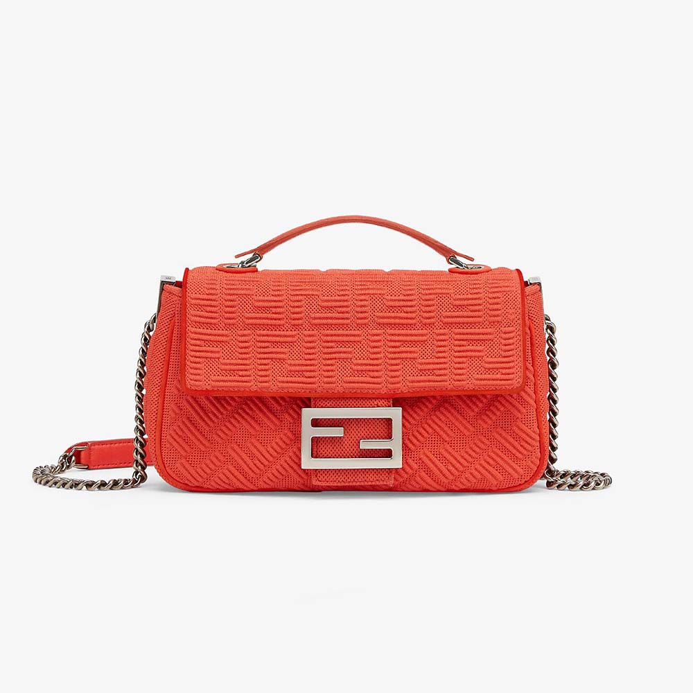 Fendi Women Midi Baguette Chain FF Fabric Bag-Red - image 1