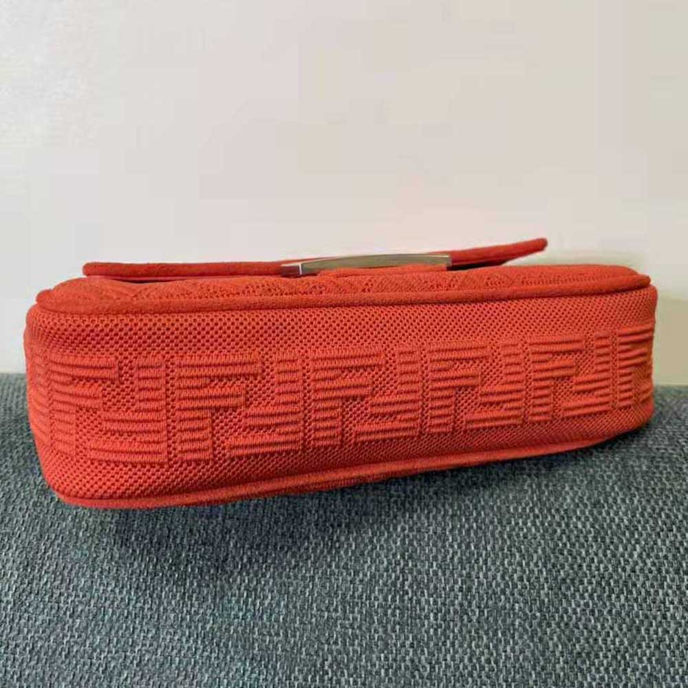 Fendi Women Midi Baguette Chain FF Fabric Bag-Red - image 5
