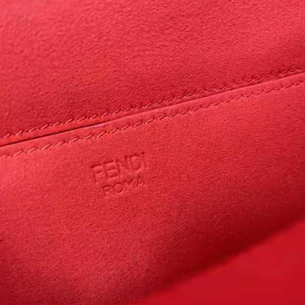 Fendi Women Midi Baguette Chain FF Fabric Bag-Red - image 10