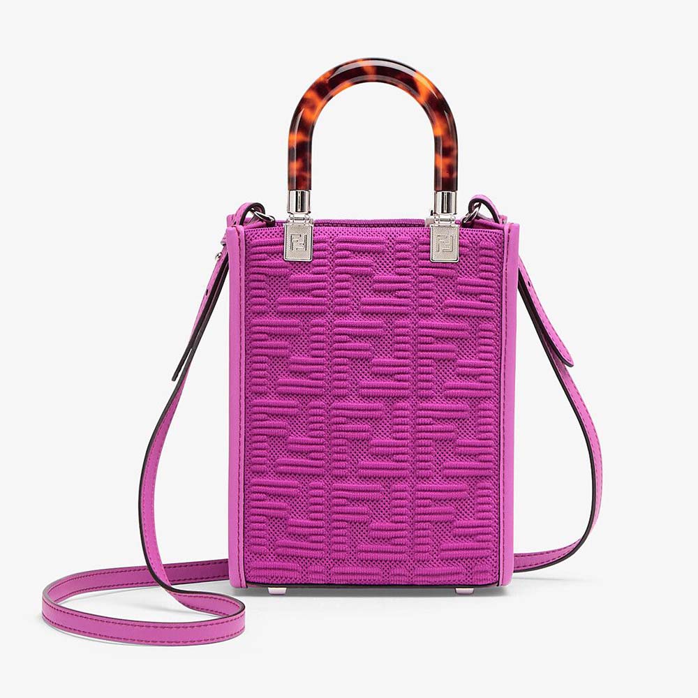 Fendi Women Mini Sunshine Shopper Purple FF Fabric Mini-Bag - image 1