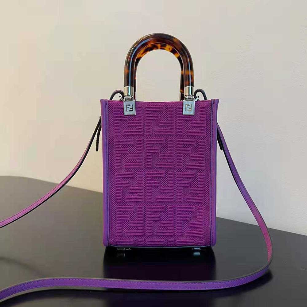 Fendi Women Mini Sunshine Shopper Purple FF Fabric Mini-Bag - image 2