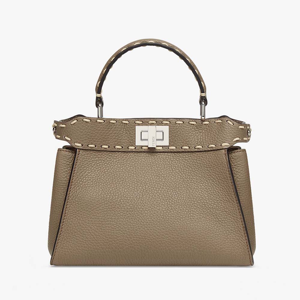 Fendi Women Peekaboo Iconic Mini Full Grain Leather Bag-Silver - image 1