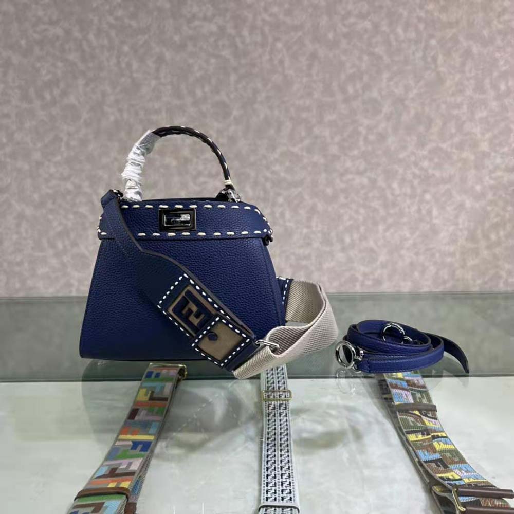 Fendi Women Peekaboo Iconic Mini Full Grain Leather Bag-Navy - image 2