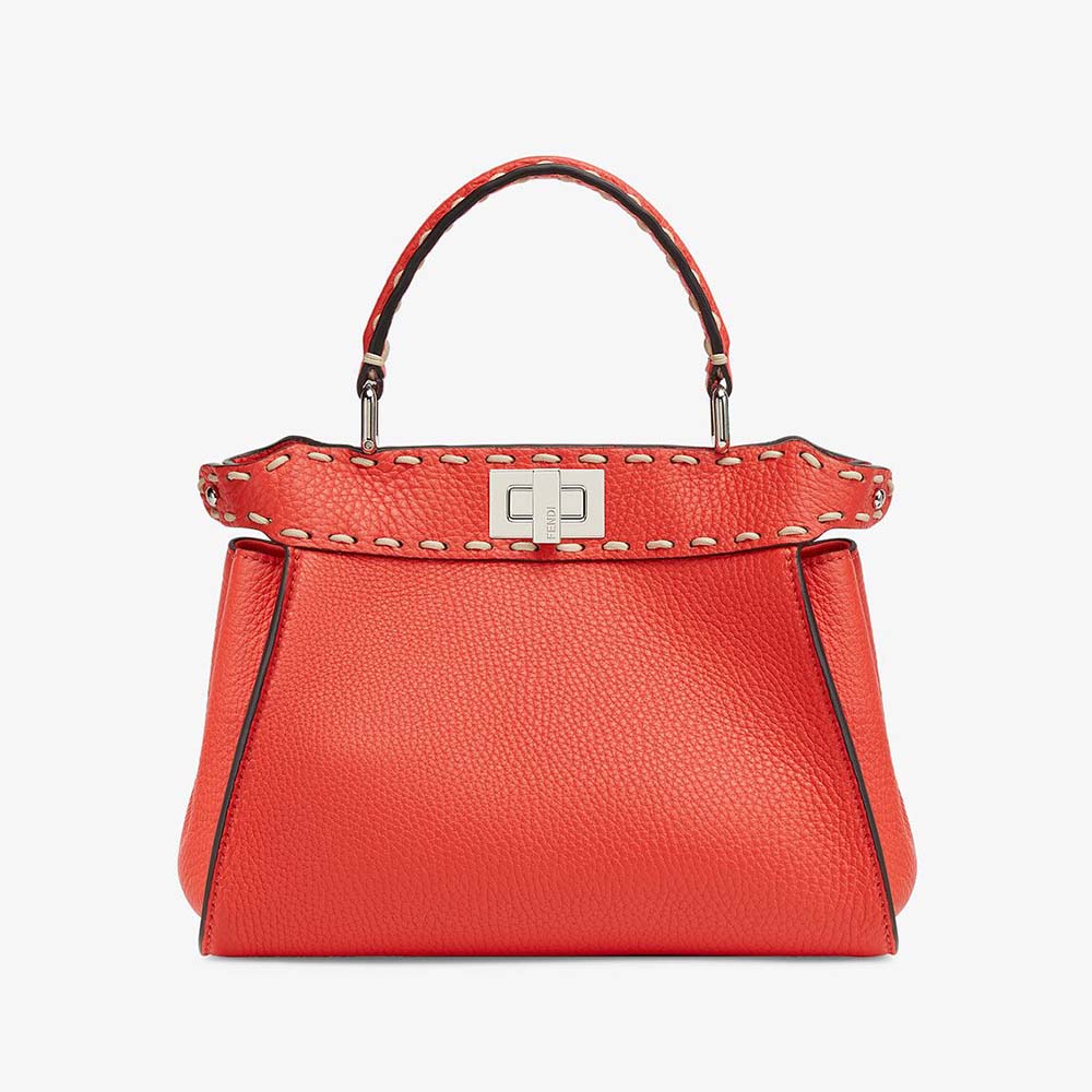 Fendi Women Peekaboo Iconic Mini Full Grain Leather Bag-Red - image 1