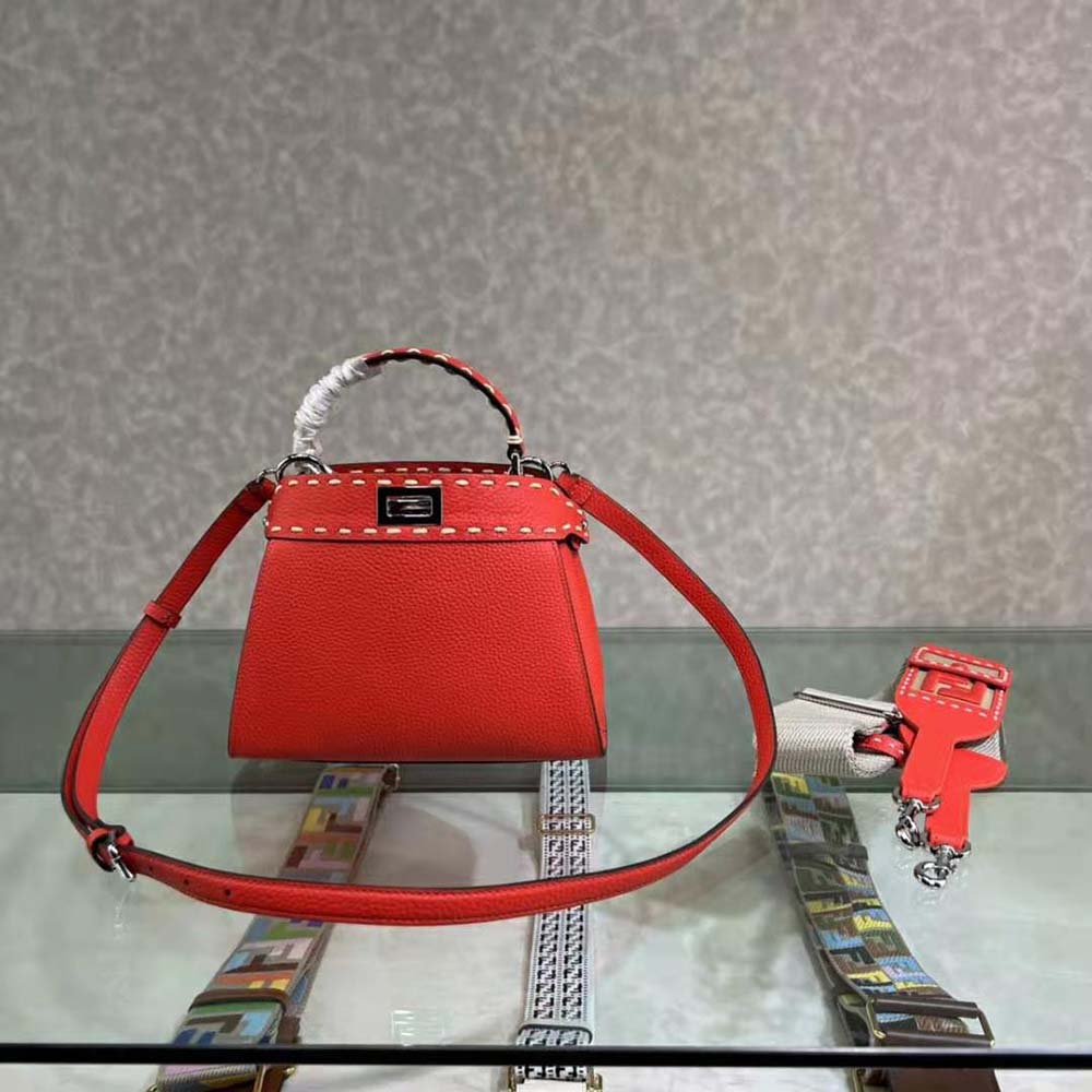Fendi Women Peekaboo Iconic Mini Full Grain Leather Bag-Red - image 2