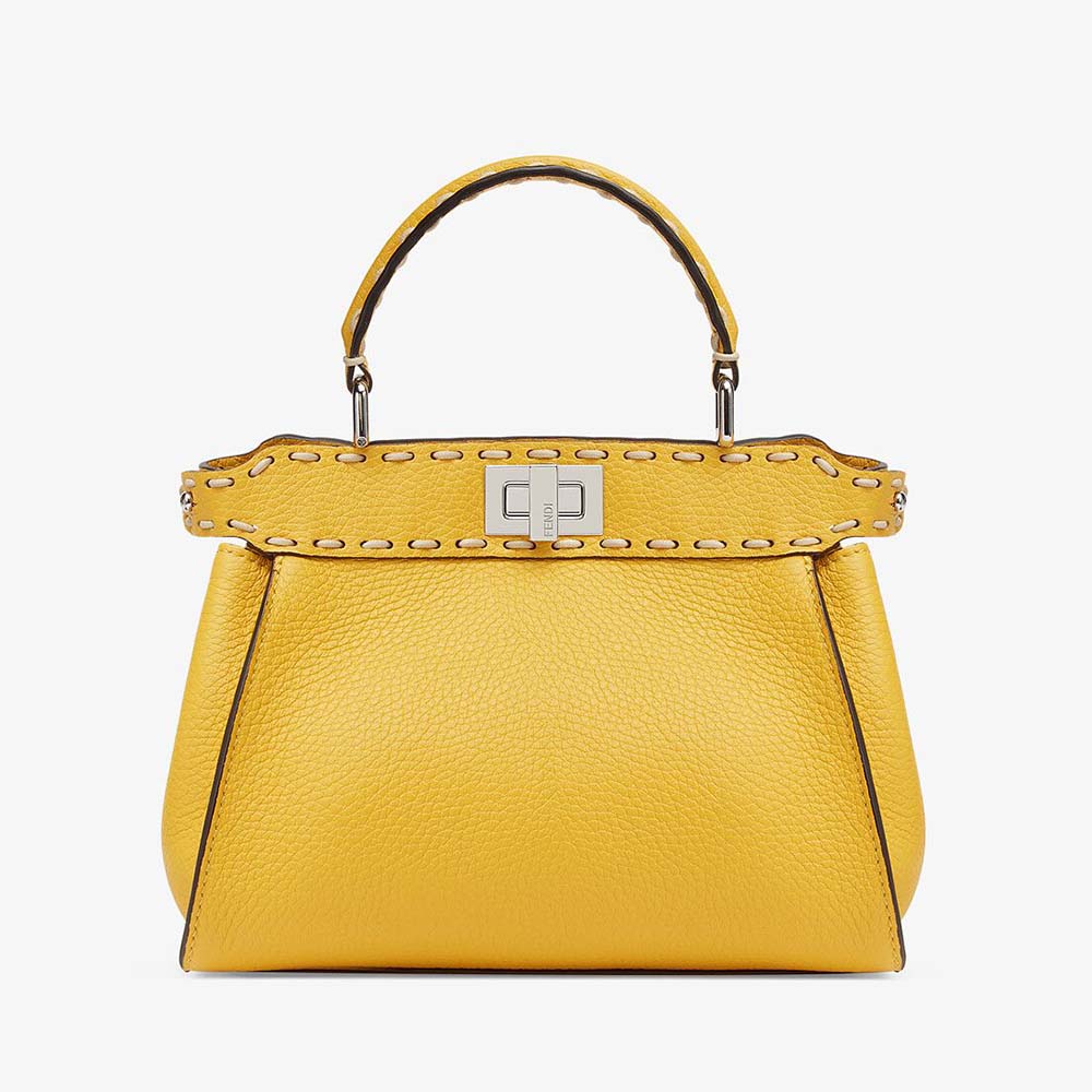 Fendi Women Peekaboo Iconic Mini Full Grain Leather Bag-Yellow - image 1