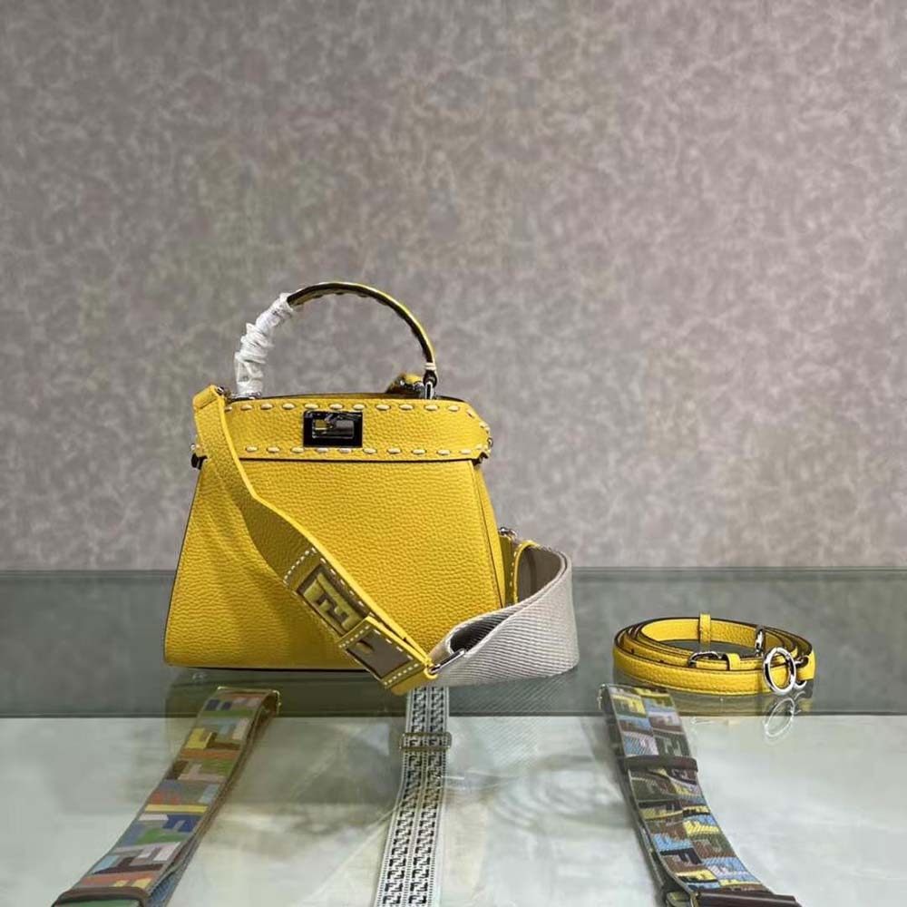Fendi Women Peekaboo Iconic Mini Full Grain Leather Bag-Yellow - image 2
