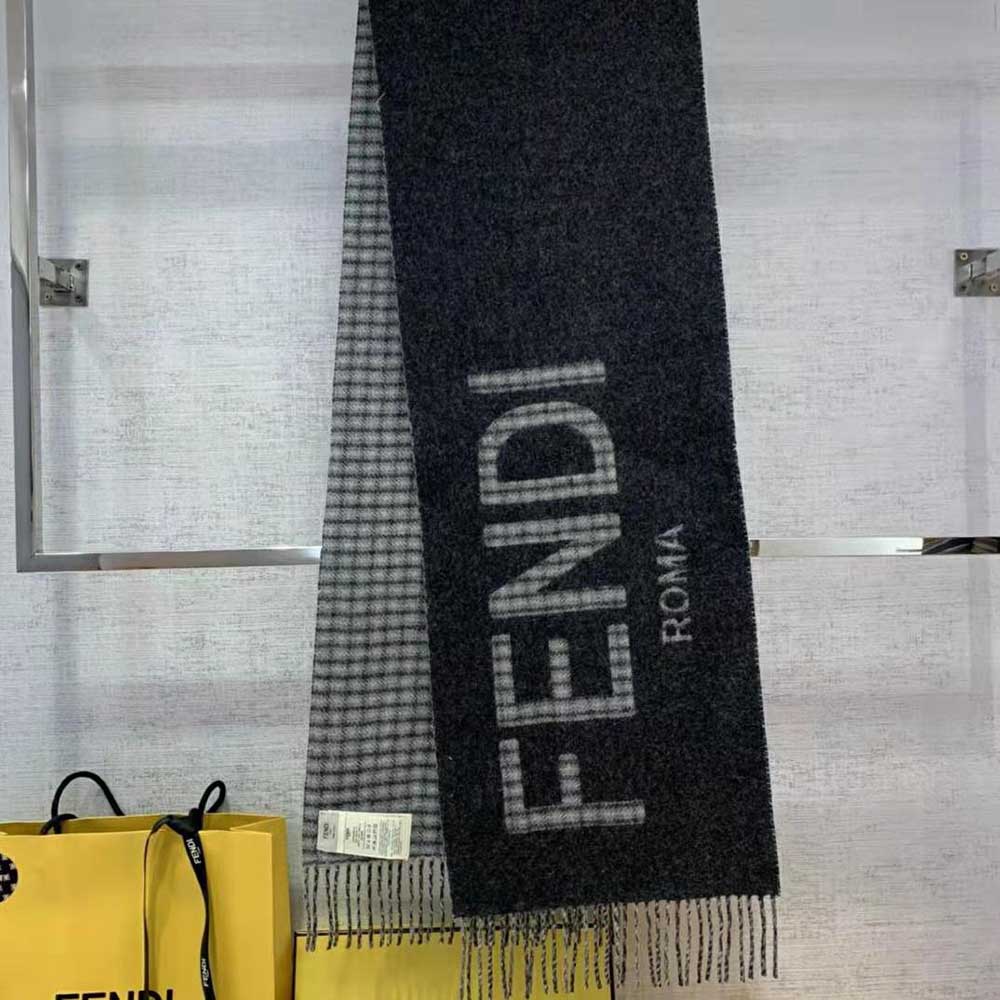 Fendi Women Scarf Gray Wool and Cashmere Scarf - image 2