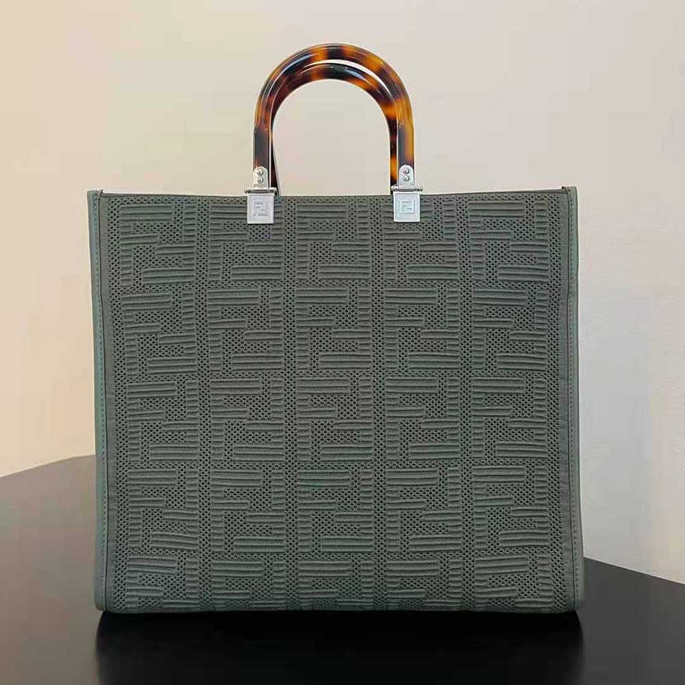 Fendi Women Sunshine Medium FF Fabric Shopper-Green - image 3