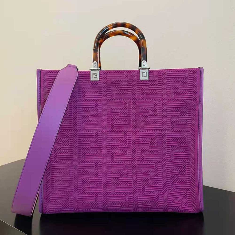Fendi Women Sunshine Medium FF Fabric Shopper-Purple - image 2