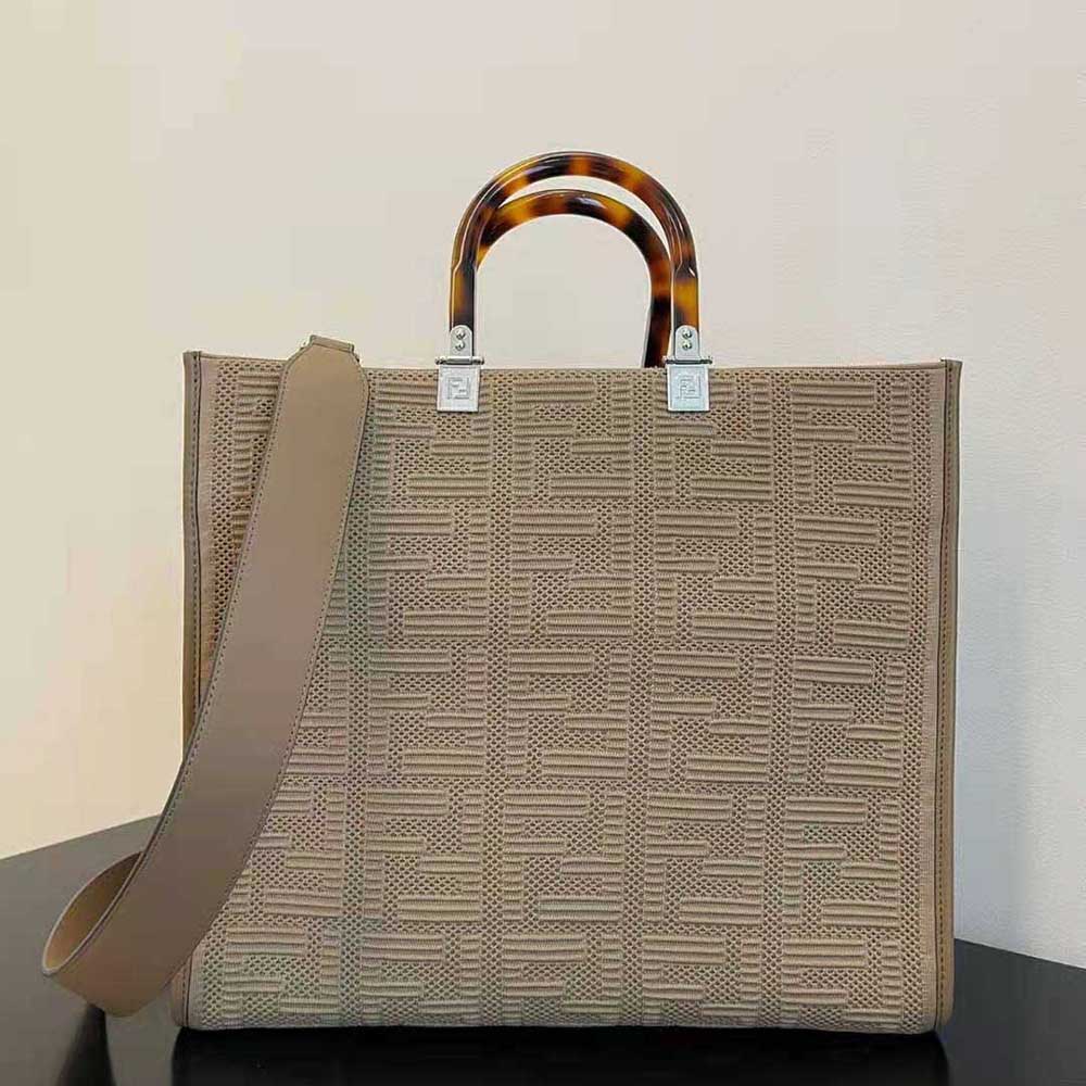 Fendi Women Sunshine Medium FF Fabric Shopper-Sandy - image 2