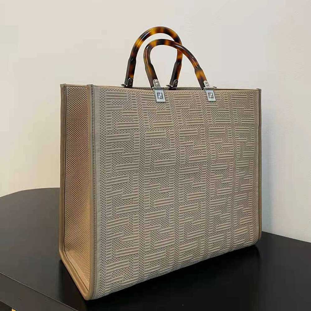 Fendi Women Sunshine Medium FF Fabric Shopper-Sandy - image 4