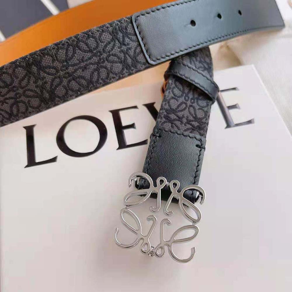 Loewe Men Anagram Belt in Jacquard and Calfskin-Black - image 6