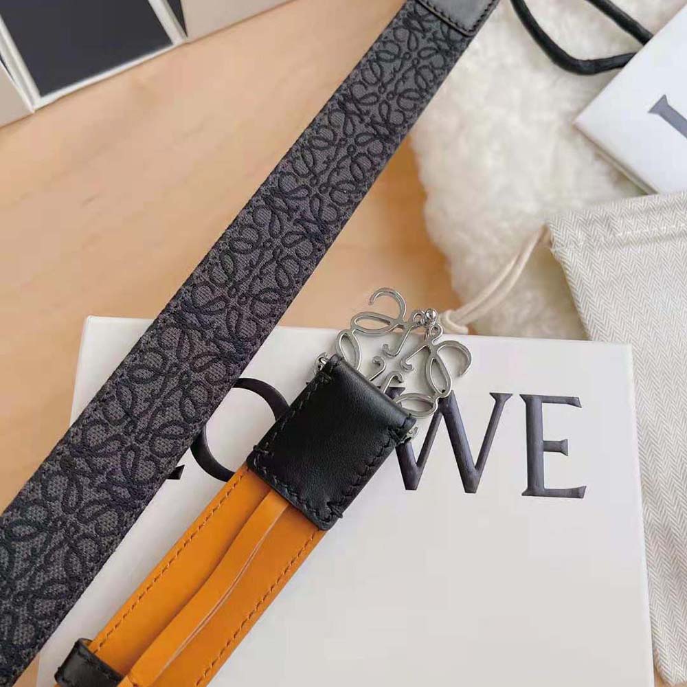 Loewe Men Anagram Belt in Jacquard and Calfskin-Black - image 7