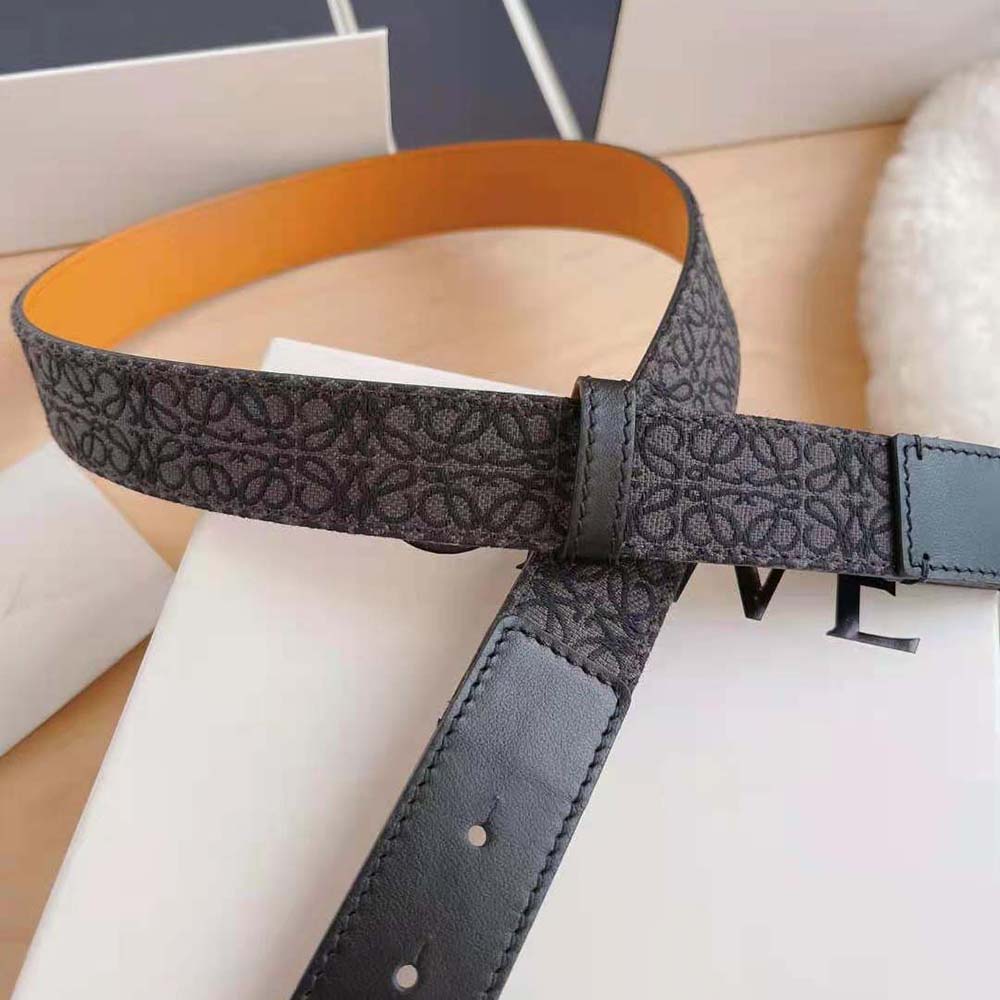 Loewe Men Anagram Belt in Jacquard and Calfskin-Black - image 9
