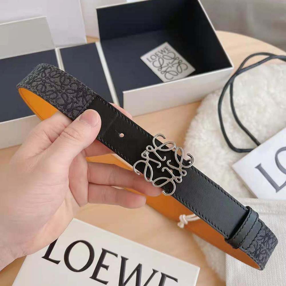 Loewe Men Anagram Belt in Jacquard and Calfskin-Black - image 4