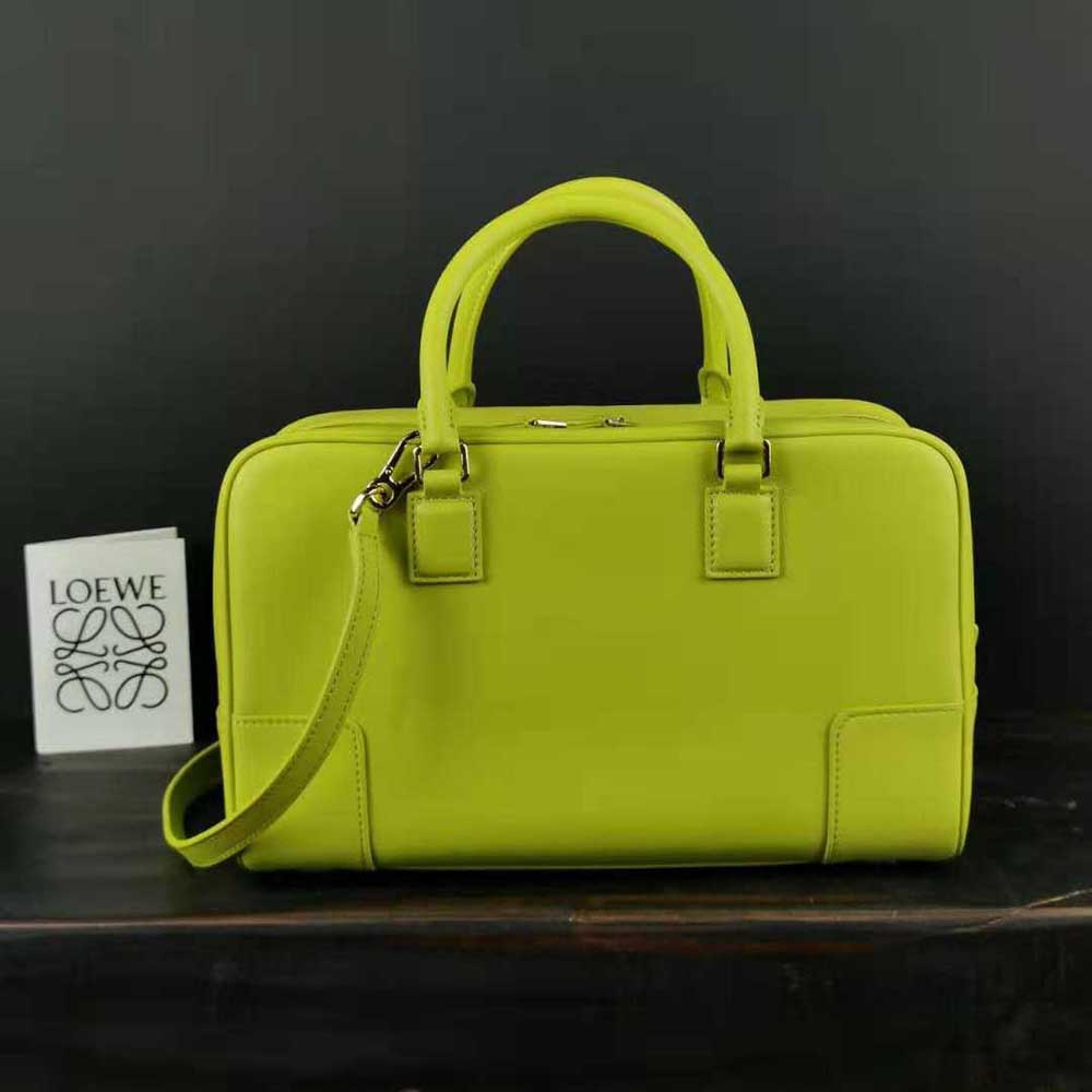 Side angle showing structured silhouette of Loewe Women Amazona 28 Bag